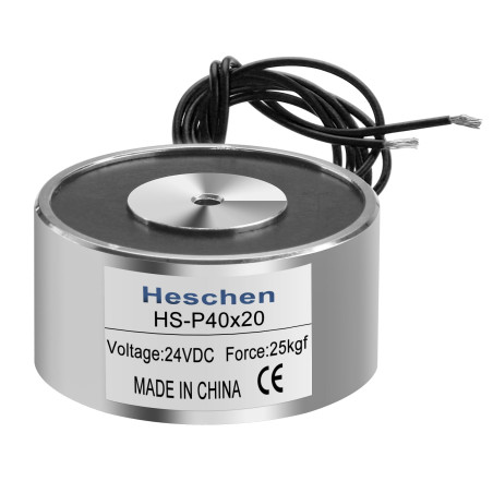 Heschen Solénoïde magnétique P40/20, diamètre extérieur : 40 mm, DC 24 V, 25 kg