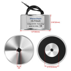 Heschen Solénoïde magnétique P40/20, diamètre extérieur : 40 mm, DC 24 V, 25 kg
