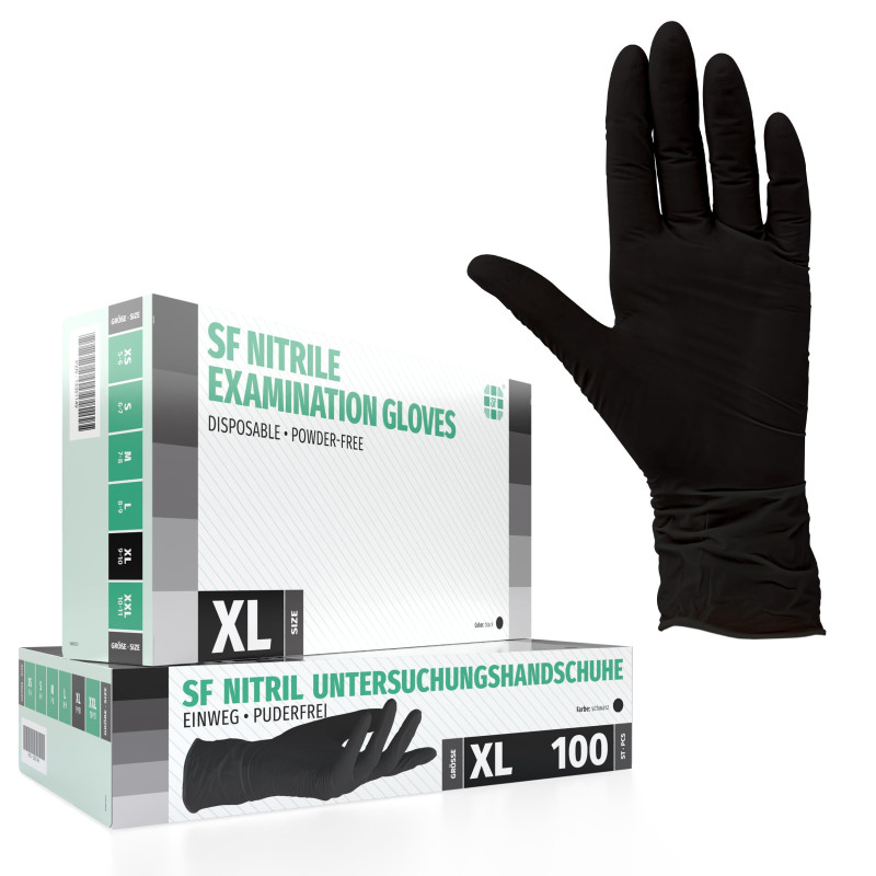 SF Gants nitrile XL noirs – 100 gants jetables, non poudrés, sans latex, résistants, pour la cuisine, l’usage médical, le ménage SF Gants nitrile XL noirs – 100 gants jetables, non poudrés, sans latex, résistants, pour la cuisine, l’usage médical, le ménage