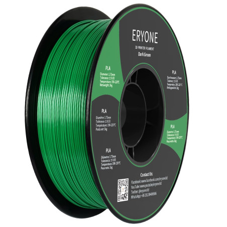 ERYONE PLA Filament 1.75 mm, Filament pour Imprimante 3D PLA, Précision Dimensionnelle +/- 0,03 mm, Vert foncé