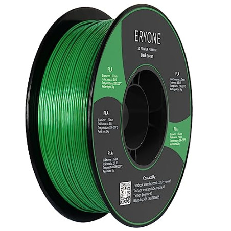 ERYONE PLA Filament 1.75 mm, Filament pour Imprimante 3D PLA, Précision Dimensionnelle +/- 0,03 mm, Vert foncé