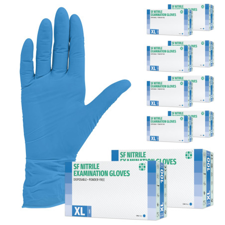 SF Gants nitrile XL bleus – 1000 (10x100) gants jetables, non poudrés, sans latex, résistants, pour la cuisine, l’usage médical,
