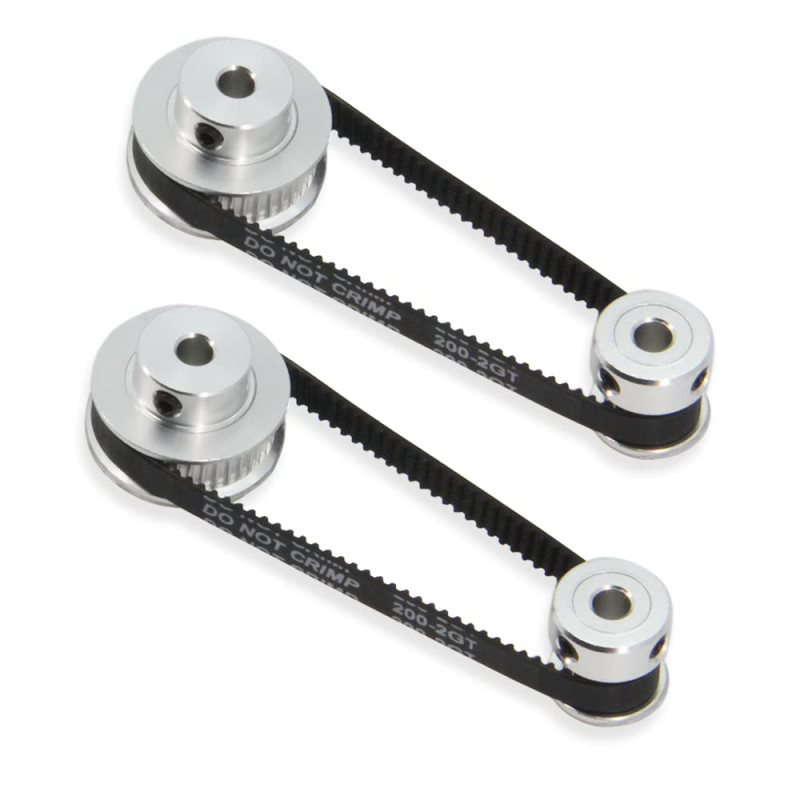 Zeberoxyz 2 pièces ensemble GT2 roue synchrone 20&40 dents 5mm alésage poulie de distribution en aluminium avec 2 pièces longueu Zeberoxyz 2 pièces ensemble GT2 roue synchrone 20&40 dents 5mm alésage poulie de distribution en aluminium avec 2 pièces longueu