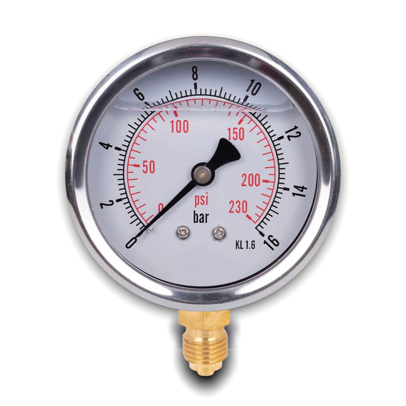 Manomètre glycérine connexion radiale, IP65 inox 63 mm avec connecteur bas, 1 glycérine (0-16 bar) Manomètre glycérine connexion radiale, IP65 inox 63 mm avec connecteur bas, 1 glycérine (0-16 bar)