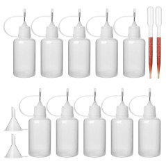 Hyber&Cara Flacons à Aiguille Vide, 30ml Bouteille Liquide en Plastique avec Entonnoir et Pipette Graduée pour E liquides, Colle