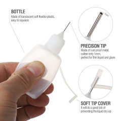Hyber&Cara Flacons à Aiguille Vide, 30ml Bouteille Liquide en Plastique avec Entonnoir et Pipette Graduée pour E liquides, Colle