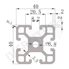 Iverntech 4040 1 Profilé d'extrusion en aluminium anodisé noir avec fente série 40 de 8 mm - selon la norme Européenne - Rail li