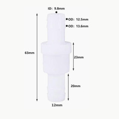 Wifehelper Clapet Anti-Retour en Ligne pour Carburant, Eau, Gaz, Air à Sens Unique, pour Eau, Carburant, Air Liquide, 12mm
