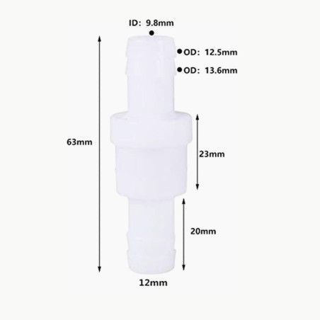 Wifehelper Clapet Anti-Retour en Ligne pour Carburant, Eau, Gaz, Air à Sens Unique, pour Eau, Carburant, Air Liquide, 12mm