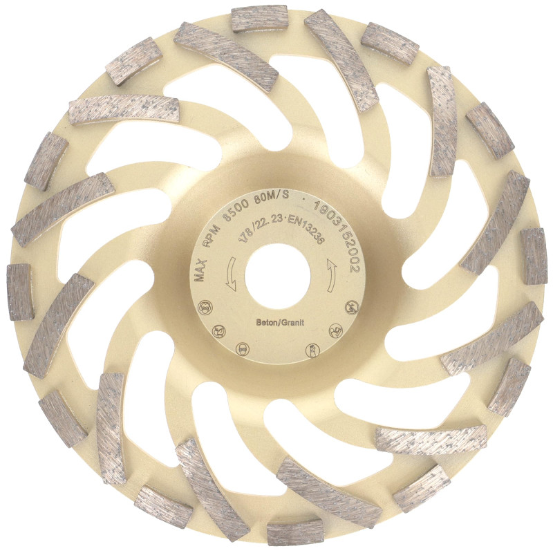 PRODIAMANT Meules boisseaux diamantée 180 mm x 22,2 mm Turbo ST81 Meule diamantée béton pierre naturelle qualité professionnelle PRODIAMANT Meules boisseaux diamantée 180 mm x 22,2 mm Turbo ST81 Meule diamantée béton pierre naturelle qualité professionnelle
