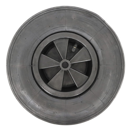 HOME IT® Roue de brouette 12" (3.50×6) – Roue en Caoutchouc avec Jante Plastique et Insert d’axe, Compatible Axes 12/16 mm, adap