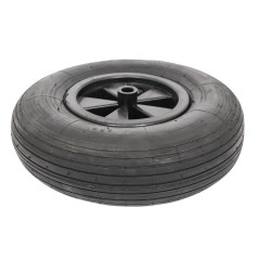 HOME IT® Roue de brouette 12" (3.50×6) – Roue en Caoutchouc avec Jante Plastique et Insert d’axe, Compatible Axes 12/16 mm, adap