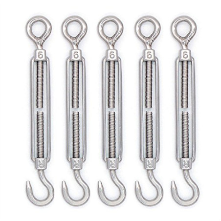 Mecollection M4/M5/M6/M8 304 Acier Inoxydable Crochet et Oeillet Tendeur à Œillets avec Câble Fil Fil de Serrage 10pcs