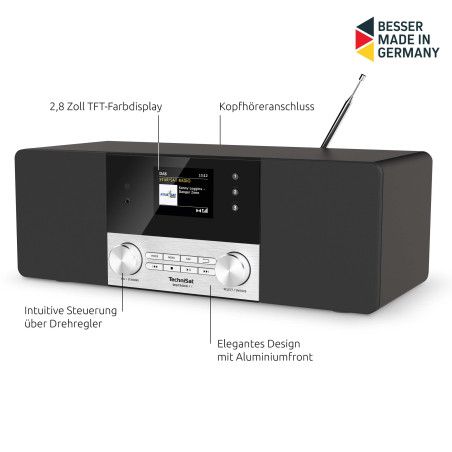 TechniSat DIGITRADIO 4 C - Radio numérique stéréo (Dab+, FM, écran Couleur, Streaming Audio Bluetooth, Prise Casque, entrée AUX,