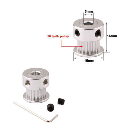 FULARR® 2M Professionnel 3D Imprimante GT2 Courroie, 2mm Pas 6mm Caoutchouc Crantée, avec 2Pcs 5mm 20T GT2 Distribution Courroie