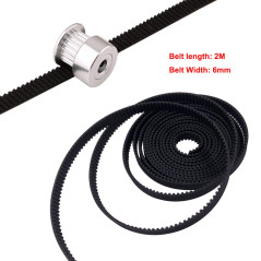 FULARR® 2M Professionnel 3D Imprimante GT2 Courroie, 2mm Pas 6mm Caoutchouc Crantée, avec 2Pcs 5mm 20T GT2 Distribution Courroie