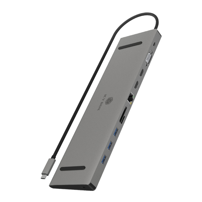 ICY BOX Station d'accueil USB-C (11-en-1) avec 2x HDMI & 1x VGA, Docking Station USB-C pour Ordinateur Portable (Gigabit Etherne ICY BOX Station d'accueil USB-C (11-en-1) avec 2x HDMI & 1x VGA, Docking Station USB-C pour Ordinateur Portable (Gigabit Etherne