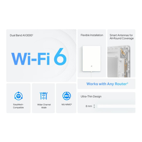 TP-Link Archer Air E5 8mm Ultra Fin Repeteur WiFi 6 AX3000Mbps, 210×148×8 mm, Plus Fin qu'une Prise Murale, Amplificateur WiFi,