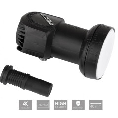 TELESTAR SKYSINGLE HC LNB – LNB Universel (pour 1 utilisateur, diamètre du Feed 40 mm, Facteur de Bruit 0,1 DB) – Noir