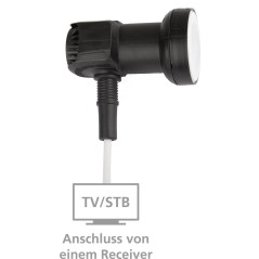 TELESTAR SKYSINGLE HC LNB – LNB Universel (pour 1 utilisateur, diamètre du Feed 40 mm, Facteur de Bruit 0,1 DB) – Noir