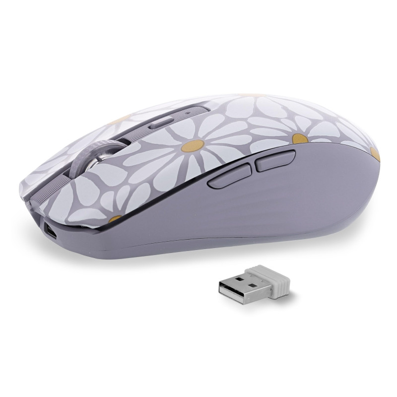T'nB - Souris sans Fil Design, Double Mode Bluetooth et USB-A, Rechargeable Haute Autonomie, Silencieuse, Précision 1600 DPI, 6 