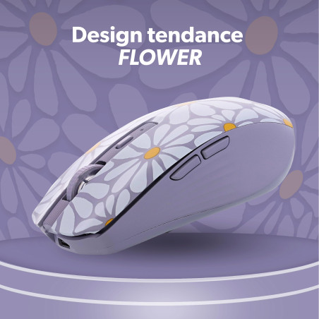 T'nB - Souris sans Fil Design, Double Mode Bluetooth et USB-A, Rechargeable Haute Autonomie, Silencieuse, Précision 1600 DPI, 6