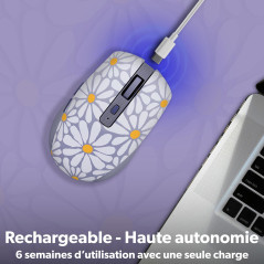 T'nB - Souris sans Fil Design, Double Mode Bluetooth et USB-A, Rechargeable Haute Autonomie, Silencieuse, Précision 1600 DPI, 6 