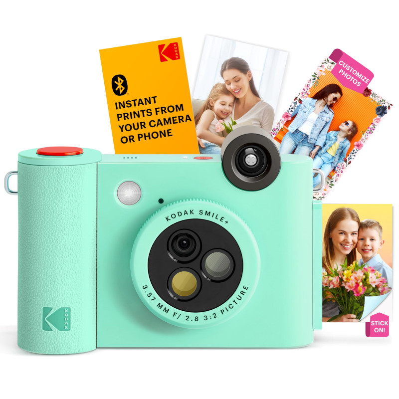 Kodak Smile+ Appareil Photo numérique à Impression instantanée 2 en 1 et imprimante Photo sans Fil Bluetooth – 10 MP, Objectif à Kodak Smile+ Appareil Photo numérique à Impression instantanée 2 en 1 et imprimante Photo sans Fil Bluetooth – 10 MP, Objectif à