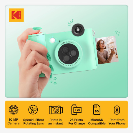 Kodak Smile+ Appareil Photo numérique à Impression instantanée 2 en 1 et imprimante Photo sans Fil Bluetooth – 10 MP, Objectif à