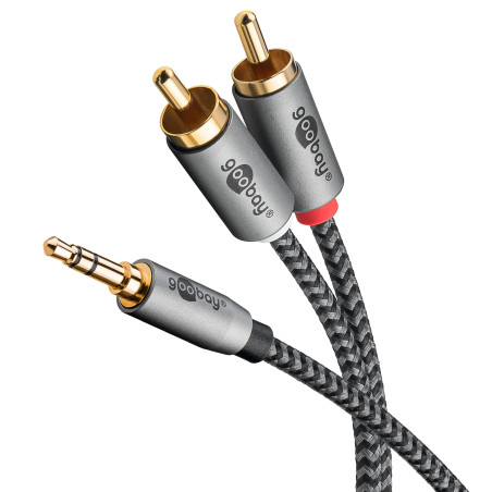goobay 65289 Câble auxiliaire stéréo RCA vers jack 3,5 3m/ Câble audio auxiliaire hi-fi pour smartphone ; console ; chaîne hi-fi