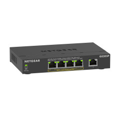 NETGEAR Switch 5 Ports Gigabit Ethernet PoE (GS305PV3) - avec 4 PoE+ à 63 W, Montage sur Un Bureau ou en Rack, Ultra Silencieux