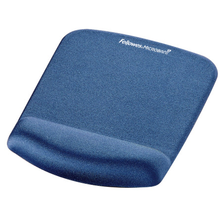 Fellowes - Tapis de Souris - Repose Poignet PlushTouch™ - Mousse Mémoire de Forme - Bleu - 1 Unité