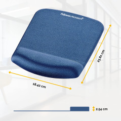 Fellowes - Tapis de Souris - Repose Poignet PlushTouch™ - Mousse Mémoire de Forme - Bleu - 1 Unité
