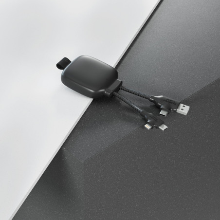 Câble Multi-Connecteurs USB 4 en 1 - Chargeur Universel et Batterie Externe 3000 mAh en Plastique Recyclé - Xoopar Gamma Lite No