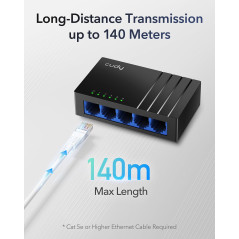 Cudy GS105D Commutateur 5 Gigabit 10/100/1000Mbps Ports RJ45, Commutateur Réseau, Répartiteur LAN, Plug and Play