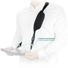 MOBILIS Bandoulière Universelle avec Système de Détachement de Sécurité & Poche de Rangement Extensible, 2 Points A'accroche, Sa