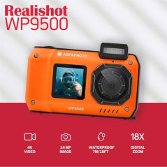 AgfaPhoto Realishot WP9500 - Appareil Photo Numérique Waterproof, Étanche 7m, 24 MP, Zoom 18X, Vidéo 4K, Double Écran 2.9"/1.4"