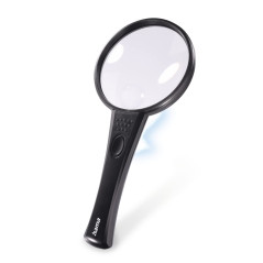 Hama Loupe de Lecture à LED Basic 90 LED (1 unité, grossissement x4, diamètre de 90 mm, Taille de 94 mm x 202 mm x 16 mm) Noir/T