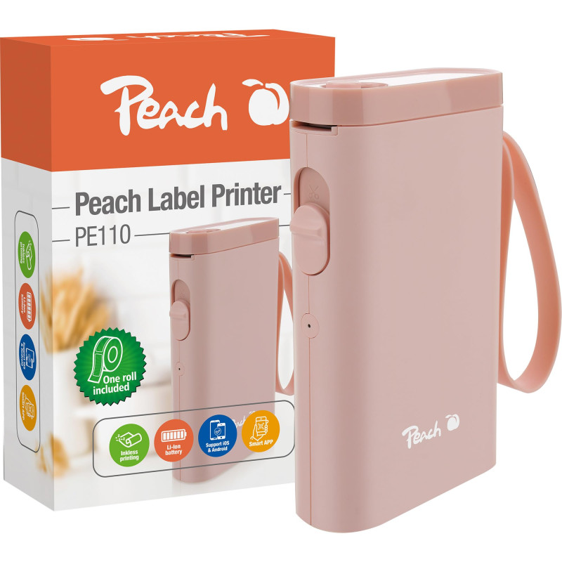 Peach Imprimante d'étiquettes PE110 Rose Peach Imprimante d'étiquettes PE110 Rose