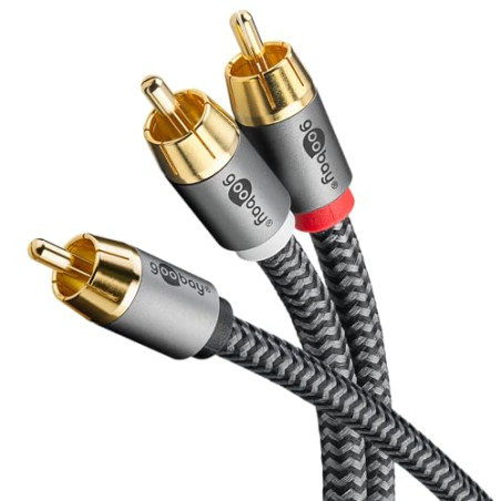 goobay 65301 Câble RCA en Y 3m / Câble coaxial numérique mono vers stéréo/Connexions plaquées or/Câble audio RCA mâle vers 2x RC