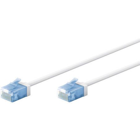goobay Câble patch slim/ultra flexible RJ45 CAT 6A U/UTP CU/Câble Ethernet fin avec connecteurs courts / 10 Gbit/s LSZH - Protec