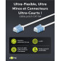 goobay Câble patch slim/ultra flexible RJ45 CAT 6A U/UTP CU/Câble Ethernet fin avec connecteurs courts / 10 Gbit/s LSZH - Protec