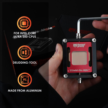 Thermal Grizzly Intel 1851 Delid-Die-Mate V1 – Outil de qualité supérieure pour un retrait sûr et efficace des dissipateurs de c