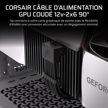Corsair 90° 12V-2x6 Câble d'alimentation GPU - pour Les Cartes Graphiques NVIDIA GeForce RTX, Connexion Facile, Ultra-Flexible,
