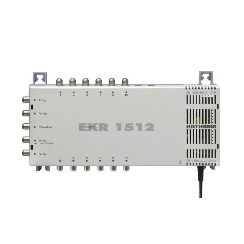 Kathrein EXR 1512 Satelliten-ZF-Verteilsystem-Multischalter (5-12 Teilnehmeranschluß, 18 V Spannung, Fernspeisestrom 550 mA) Kathrein EXR 1512 Satelliten-ZF-Verteilsystem-Multischalter (5-12 Teilnehmeranschluß, 18 V Spannung, Fernspeisestrom 550 mA)