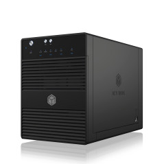 ICY BOX Boîtier externe USB-C à 4 compartiments pour SSD et disques durs de 2,5 pouces & 3,5 pouces, USB 3.1 Gen 2 (10 Gbit/s),