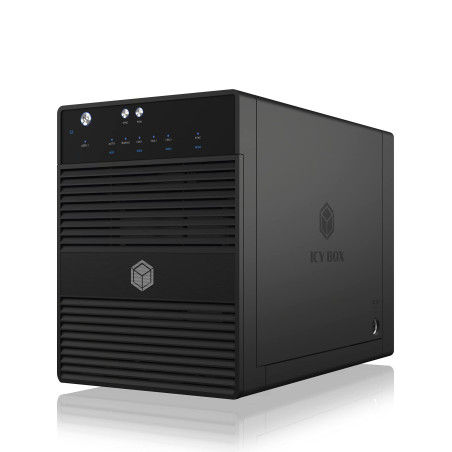 ICY BOX Boîtier externe USB-C à 4 compartiments pour SSD et disques durs de 2,5 pouces & 3,5 pouces, USB 3.1 Gen 2 (10 Gbit/s),