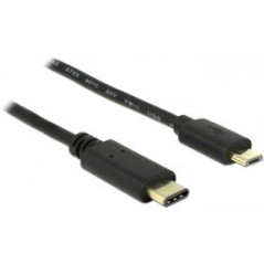 DeLOCK 2m, USB2.0-C/USB2.0 Micro-B câble USB Micro-USB B USB C Noir