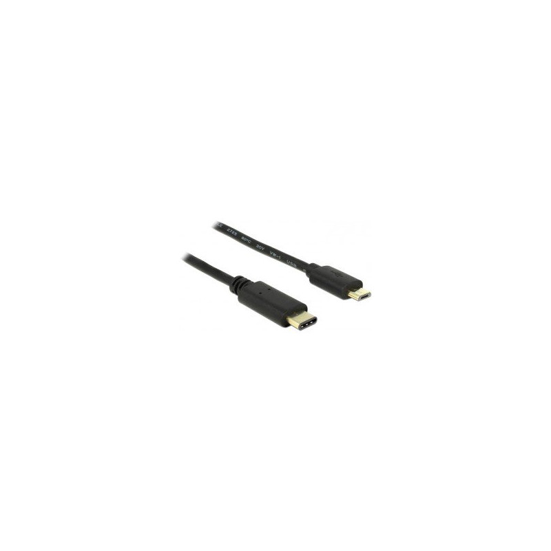 DeLOCK 2m, USB2.0-C/USB2.0 Micro-B câble USB Micro-USB B USB C Noir