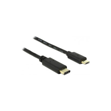 DeLOCK 2m, USB2.0-C/USB2.0 Micro-B câble USB Micro-USB B USB C Noir